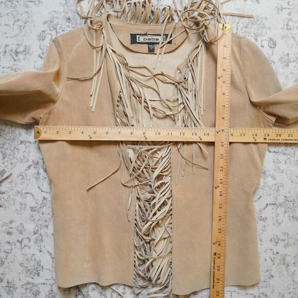 Vintage Bebe Fringe Suede Leather Jacket Boho Chic Western - Women’s Medium - Picture 7 of 8